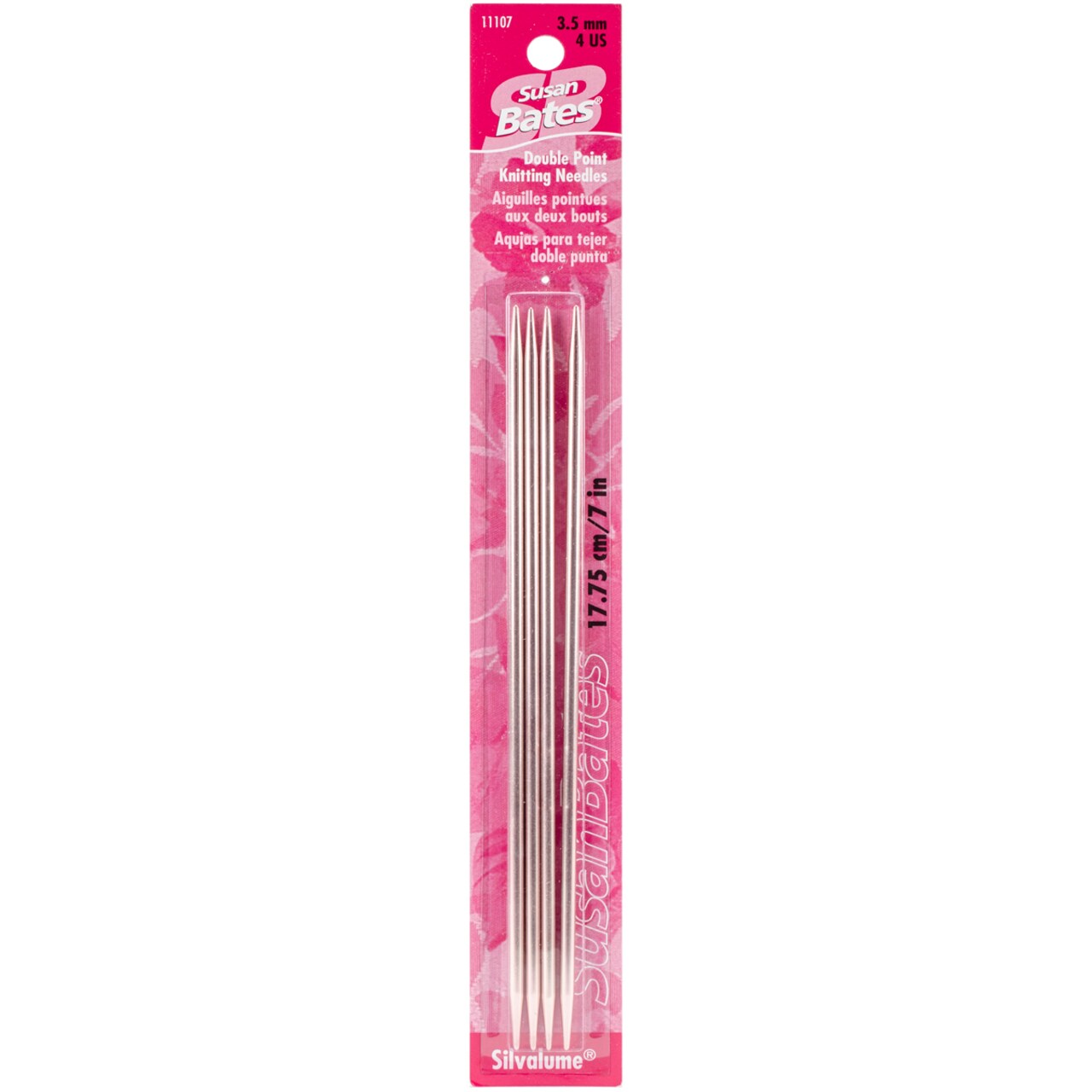 Susan Bates Silvalume Double Point Knitting Needles 7" 4/Pkg-Size 4/3.5mm